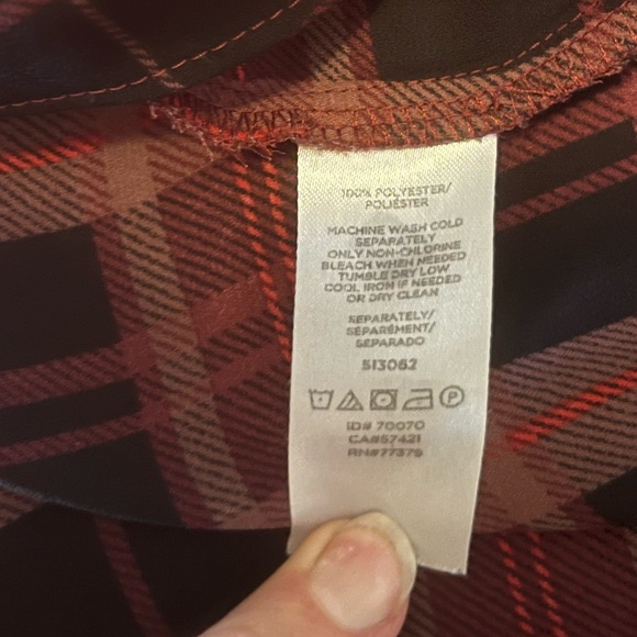 Ann Taylor Factory Red and Black Plaid Blouse, Size XL - Picture 7 of 7